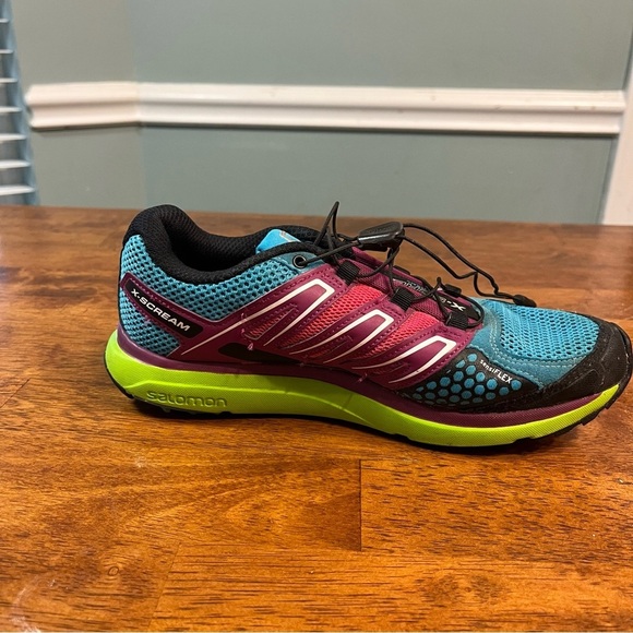 Salomon X-Scream purple blue green trail running shoes size 6.5 - Picture 2 of 12